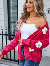 Load image into Gallery viewer, Crochet Flower Button Up Cardigan