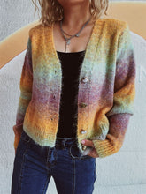 Load image into Gallery viewer, Gradient Heart Shape Button V-Neck Cardigan