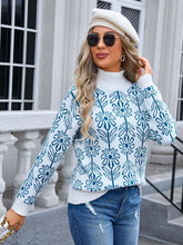 Load image into Gallery viewer, Flower Turtleneck Long Sleeve Sweater
