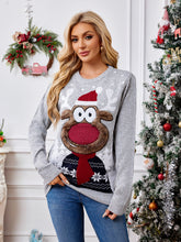 Load image into Gallery viewer, Reindeer Round Neck Long Sleeve Sweater
