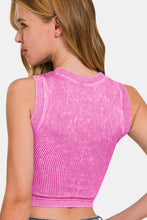 Load image into Gallery viewer, Zenana Washed Ribbed Seamless Crop Tank with Bra Pad