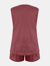 Load image into Gallery viewer, Full Size Waffle-Knit Notched Top and Shorts Set