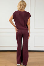 Load image into Gallery viewer, Pocketed V-Neck Top and Wide Leg Sweater Set
