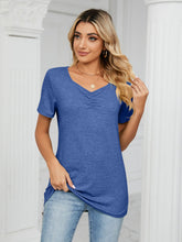 Load image into Gallery viewer, Ruched V-Neck Short Sleeve T-Shirt