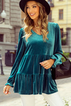 Load image into Gallery viewer, Peplum V-Neck Flounce Sleeve Blouse
