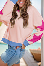 Load image into Gallery viewer, Star Contrast Round Neck Long Sleeve Sweatshirt