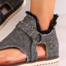 Load image into Gallery viewer, Studded Raw Hem Flat Sandals