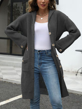Load image into Gallery viewer, Pocketed Button Up Long Sleeve Hooded Cardigan