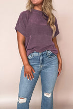 Load image into Gallery viewer, Corded Knit Mock Neck Short Sleeve T Shirt