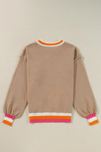 Load image into Gallery viewer, Contrast Round Neck Long Sleeve Sweater