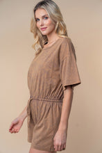 Load image into Gallery viewer, White Birch Full Size Short Sleeve Drawstring Romper