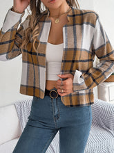Load image into Gallery viewer, Plaid Open Front Long Sleeve Jacket