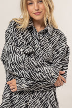 Load image into Gallery viewer, HYFVE Zebra Print Snap Down Long Sleeve Shacket