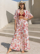 Load image into Gallery viewer, Printed Open Front Half Sleeve Top and Pants Set