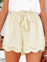 Load image into Gallery viewer, Tied Layered Scalloped Hem Shorts