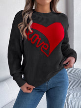 Load image into Gallery viewer, LOVE Heart Round Neck Dropped Shoulder Sweater