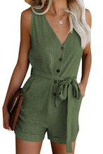 Load image into Gallery viewer, Full Size Tied V-Neck Sleeveless Romper with Pockets