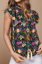 Load image into Gallery viewer, Tassel Printed Cap Sleeve Blouse