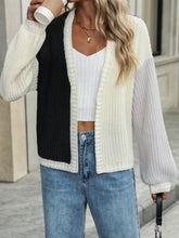 Load image into Gallery viewer, Contrast Open Front Long Sleeve Cardigan