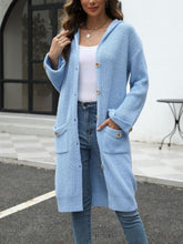 Load image into Gallery viewer, Pocketed Button Up Long Sleeve Hooded Cardigan