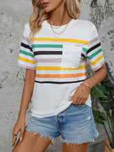 Load image into Gallery viewer, Striped Round Neck Short Sleeve T-Shirt