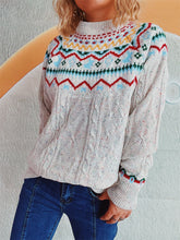 Load image into Gallery viewer, Cable-Knit Mock Neck Long Sleeve Sweater