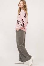 Load image into Gallery viewer, Bow Pattern Round Neck Loose Fit Sweater