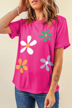 Load image into Gallery viewer, Flower Round Neck Short Sleeve T-Shirt