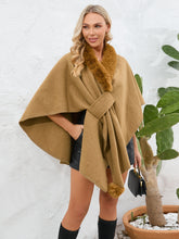 Load image into Gallery viewer, Fuzzy Trim Open Front Poncho