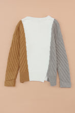 Load image into Gallery viewer, Color Block Textured Drop Shoulder Sweater