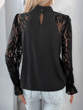 Load image into Gallery viewer, Perfee Mock Neck Lace Long Sleeve Blouse