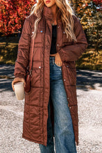Load image into Gallery viewer, Pocketed Bubble Texture Long Sleeve Longline Winter Coat