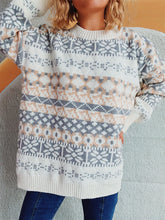 Load image into Gallery viewer, Geometric Round Neck Dropped Shoulder Sweater