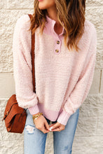 Load image into Gallery viewer, Button Detail Mock Neck Long Sleeve Sweater
