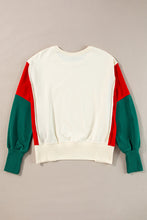 Load image into Gallery viewer, Color Block Star Side Slit Lantern Sleeve Sweatshirt