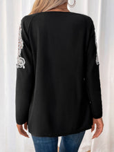 Load image into Gallery viewer, Perfee Lace Detail Quarter Zip Long Sleeve Top