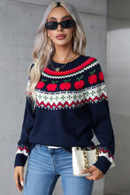 Load image into Gallery viewer, Angel Wings Apples Graphic Round Neck Long Sleeve Sweater