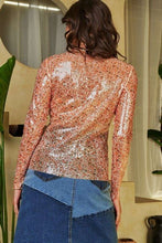 Load image into Gallery viewer, Davi &amp; Dani Sequin Mock Neck Long Sleeve Mesh Top