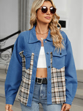 Load image into Gallery viewer, Plaid Button Up Long Sleeve Denim Jacket