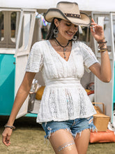 Load image into Gallery viewer, Lace V-Neck Short Sleeve Top