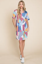 Load image into Gallery viewer, BOMBOM Ruched Color Block Short Sleeve Dress