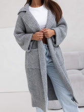 Load image into Gallery viewer, Pocketed Collared Neck Dropped Shoulder Cardigan
