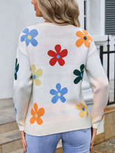 Load image into Gallery viewer, Flower Round Neck Long Sleeve Sweater