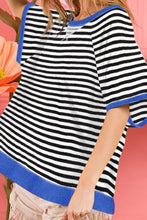 Load image into Gallery viewer, Striped Round Neck Half Sleeve T-Shirt