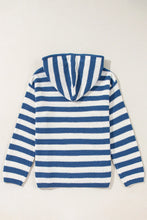 Load image into Gallery viewer, Drawstring Striped Long Sleeve Hooded Sweater