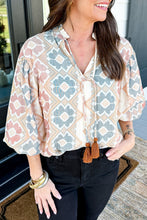 Load image into Gallery viewer, Tassel Tie Neck Balloon Sleeve Blouse