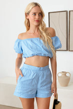 Load image into Gallery viewer, LE LIS COLLECTION Off Shoulder Crop Top and High Waist Shorts Set