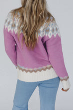 Load image into Gallery viewer, Geometric Round Neck Long Sleeve Sweater