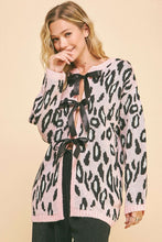 Load image into Gallery viewer, Davi &amp; Dani Leopard Ribbon Tie Front Loose Fit Cardigan