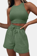Load image into Gallery viewer, Round Neck Top and Drawstring Shorts Set